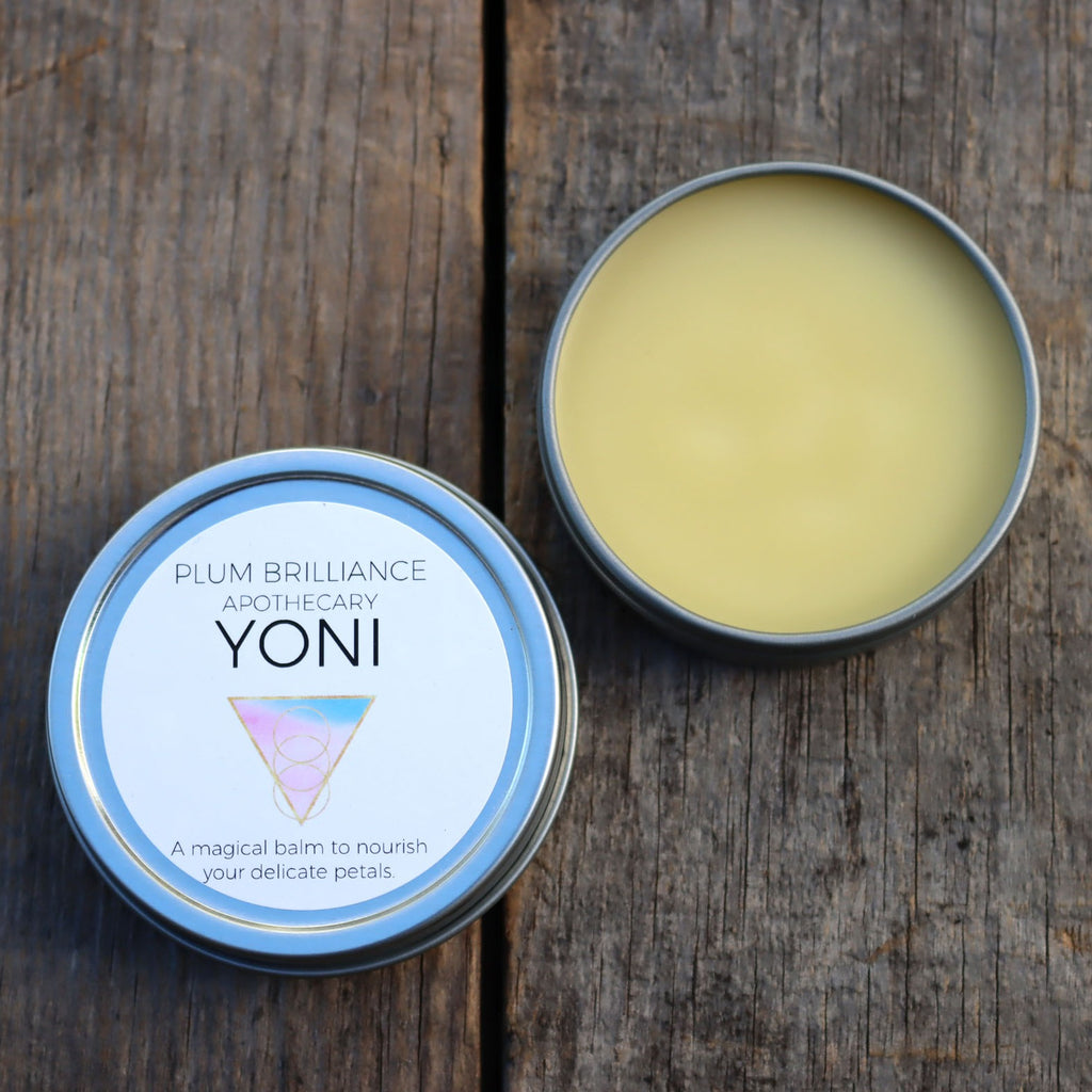 yoni natural cocoa butter and calendula balm by Plum Brilliance