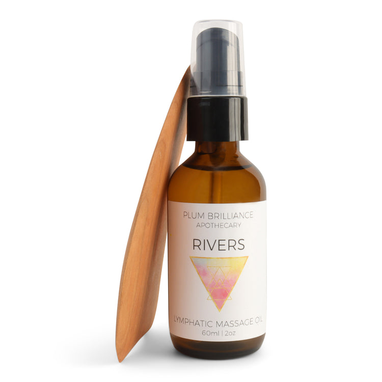 Rivers Lymphatic Massage Oil + Wood Gua Sha Tool Set